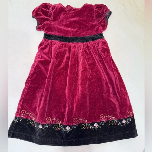 Vintage Holiday Dress - Burgundy Velour Gymboree Medium 4 yrs - Picture 1 of 4